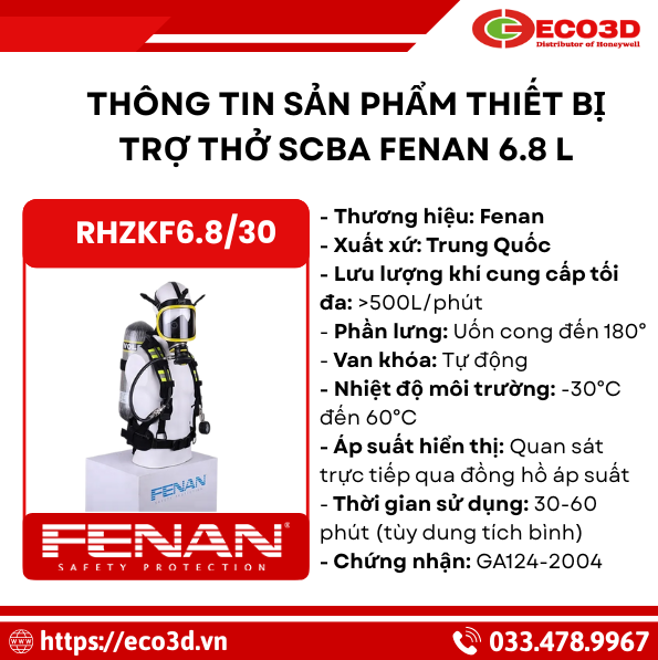 Bộ Thở SCBA FENAN 6.8L   Chính Hãng, An Toàn Và Bền Bỉ