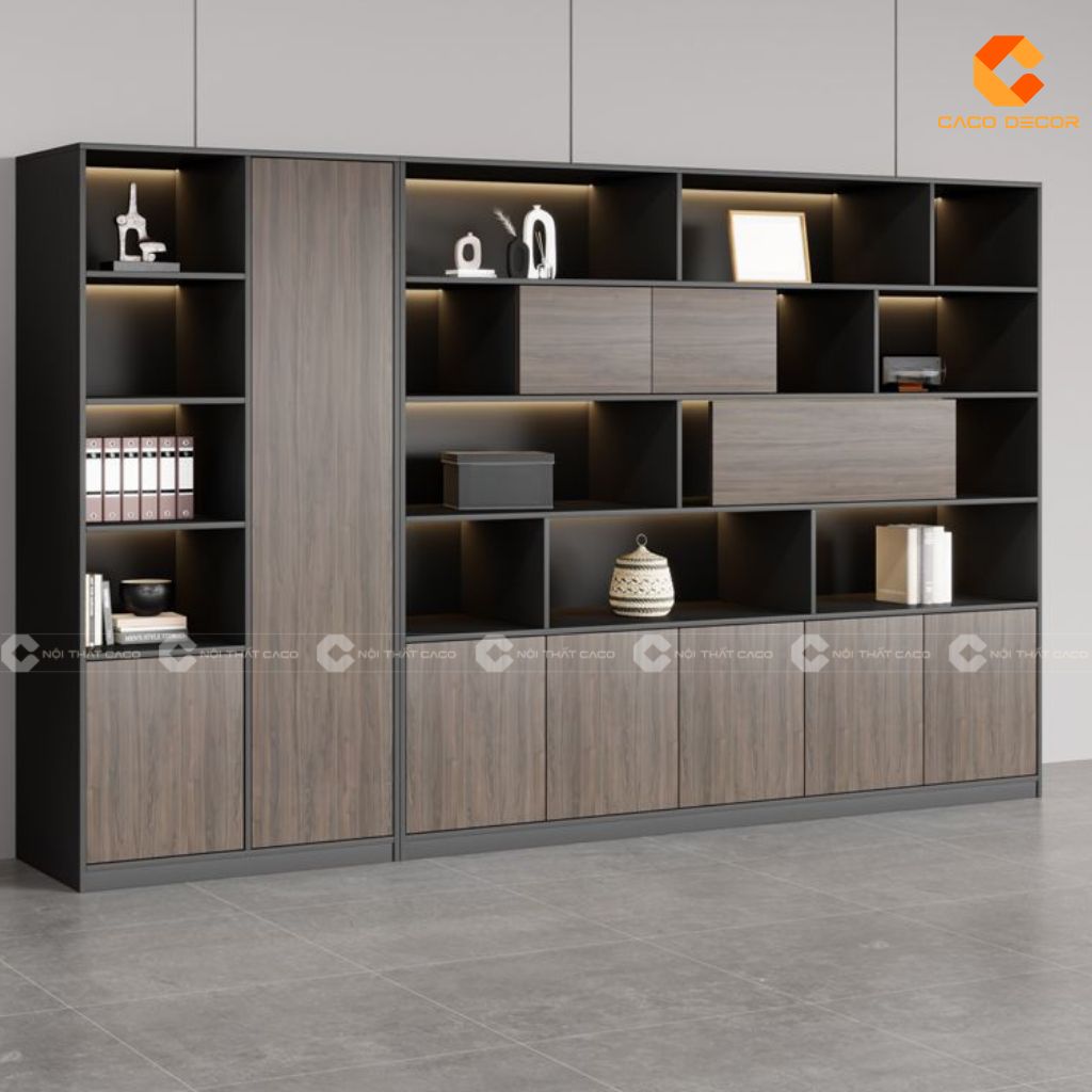 Tủ Hồ Sơ Gỗ MDF Kết Hợp Kệ Mở Trang Trí Hiện Đại Tủ Hồ Sơ Gỗ MDF Kết Hợp Kệ Mở Trang Trí Hiện Đại