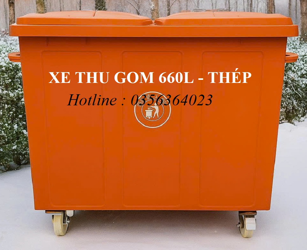 Xe thép 660 lit nắp kín