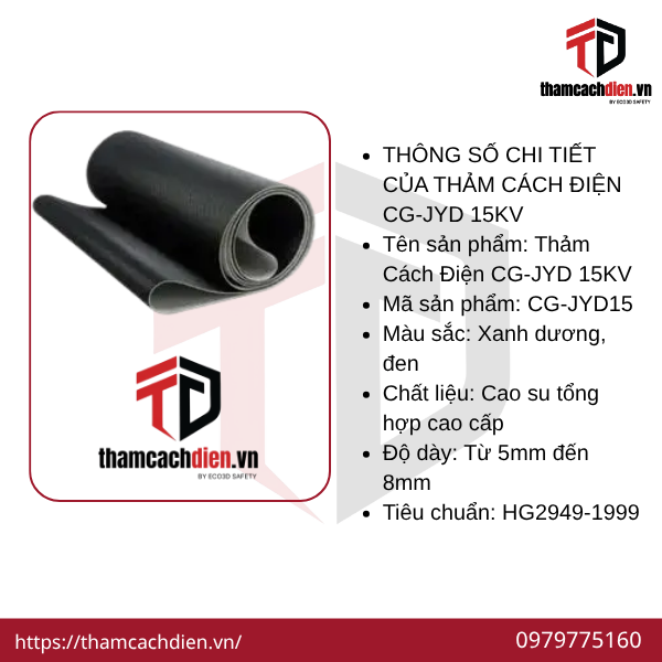 2 Thảm Cách Điện CG-JYD 15kv Thảm Trơn Đen