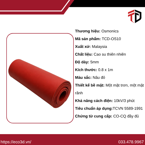 Thảm Cách Điện Osmonics 10KV /3 Phút  0.8x1m