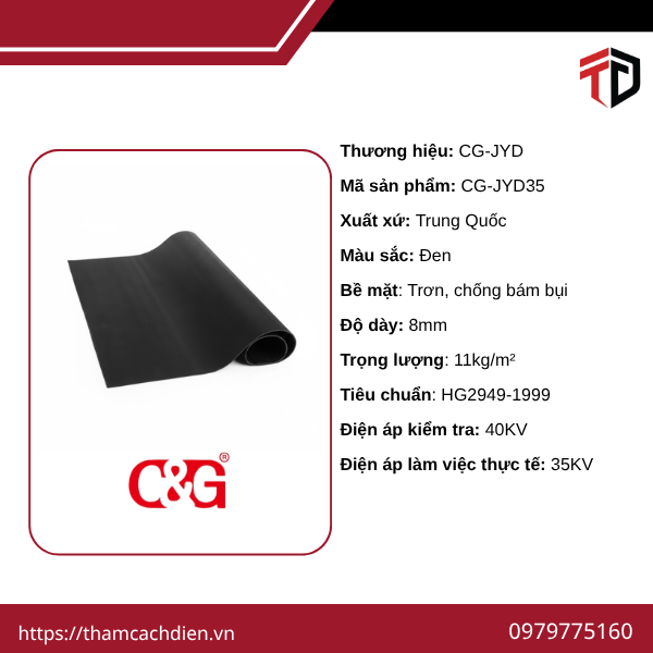 1 Thảm Cách Điện CG-JYD 35KV, Thảm Trơn