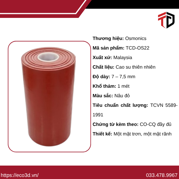 1 Thảm Cách Điện Osmonics 22KV /3 Phút  0.65x1m