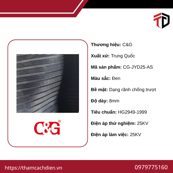 Thảm Cách Điện CG-JYD 25KV Mặt Rãnh