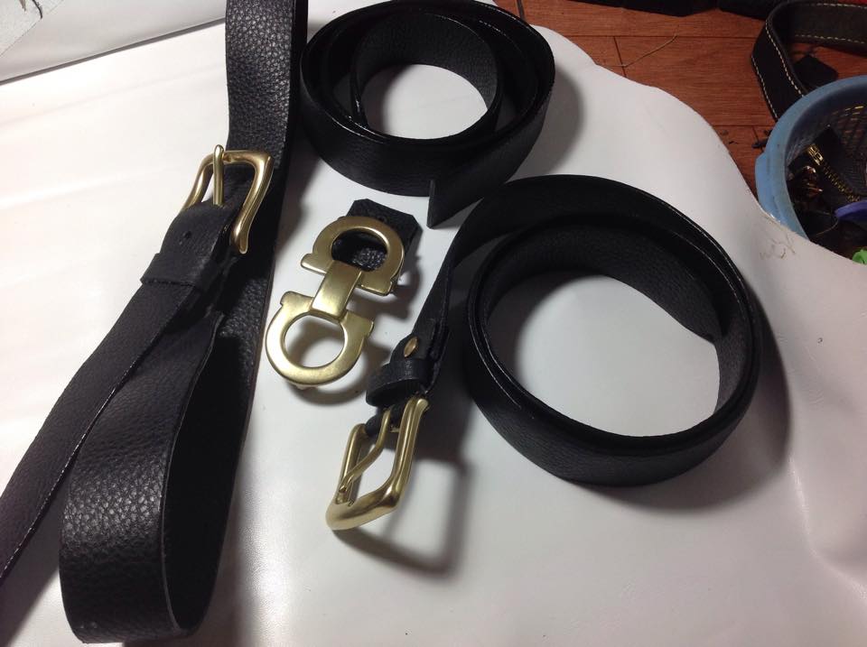 3 Dây lưng da bò xịn, khâu thủ công, mặt dây bằng đồng đúc nguyên khối giá 550k