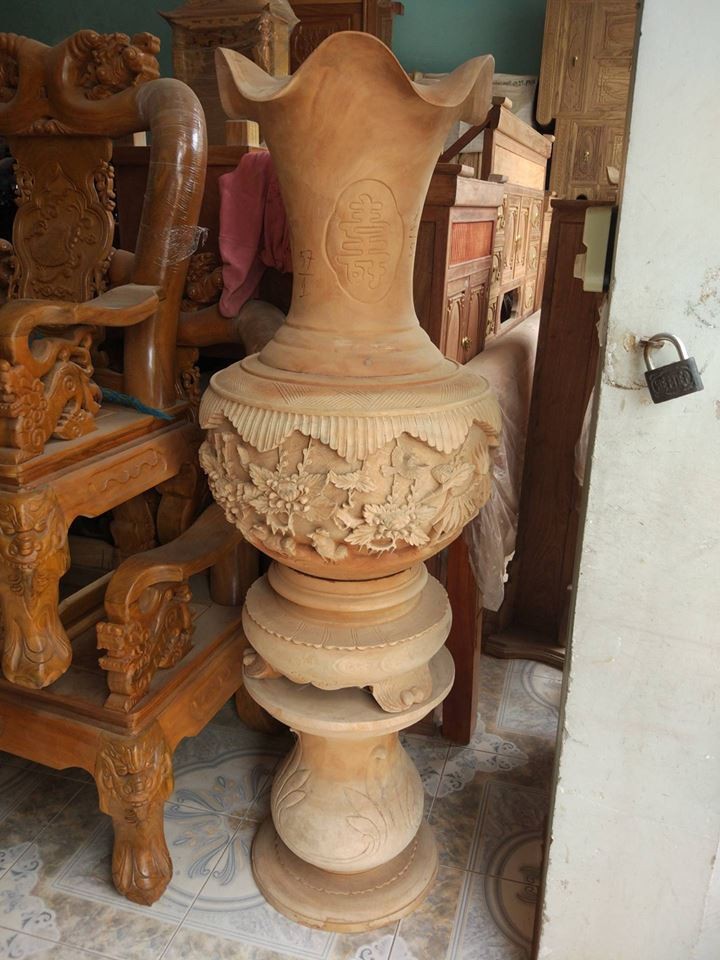 2 Lục Bình Kiểu Củ Tỏi Gỗ Xà Cừ 2 Lục Bình Kiểu Củ Tỏi Gỗ Xà Cừ