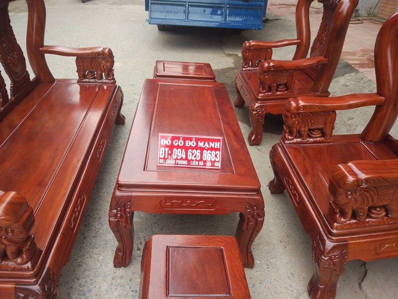 5 Bộ bàn ghế trạm voi gỗ lim tay 10 và tay 12