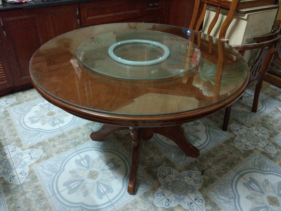 2 Bộ Bàn Ghế Ăn   Gỗ Trẹo   Loại bàn xoay kính 2 Bộ Bàn Ghế Ăn   Gỗ Trẹo   Loại bàn xoay kính