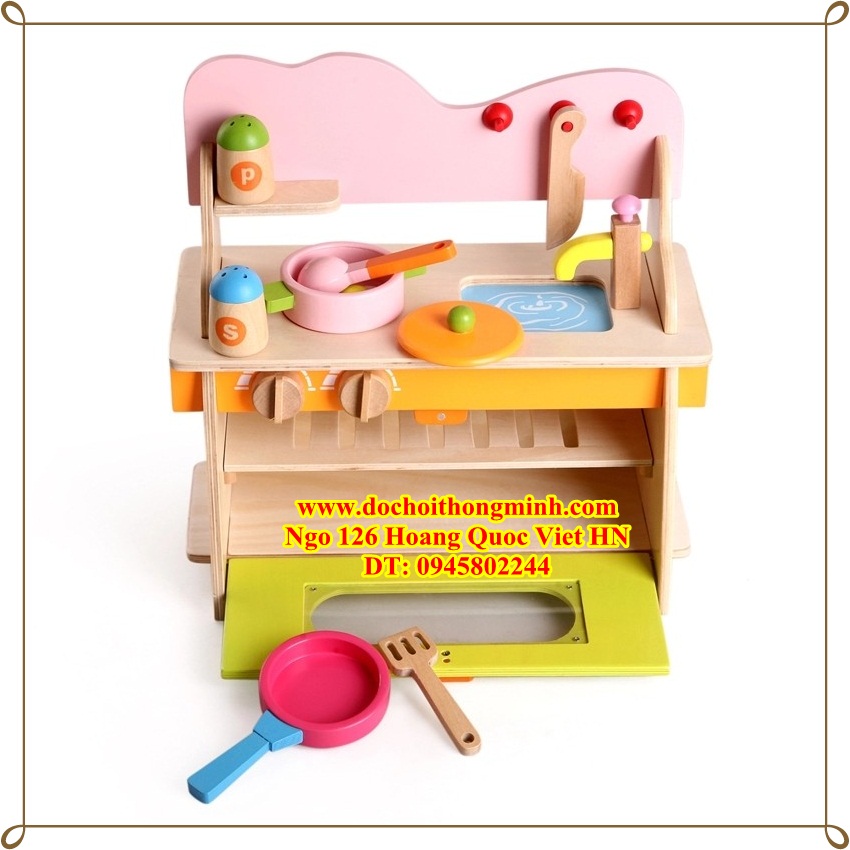 Bộ bếp gỗ 2 tầng to đại