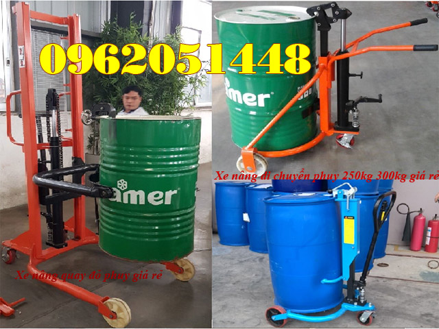 1 Xe nâng quay đổ phuy 350kg cao 1.4m COT0.35 giá rẻ