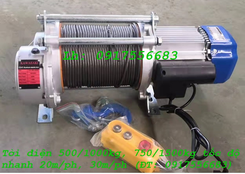 Tời điện đa năng Kawasaki 300/600kg, 500/1000kg 750/1500kg, 1000/2000kg tốc độ nhanh 20m/ph, 30m/ph