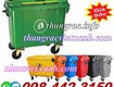 Xe rác 660 lít nhựa HDPE 4 bánh xe nhiều màu sắc 