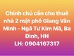 Chính chủ cần cho thuê nhà phố 2 mặt tiền giang văn minh, ba đình, hà nội 