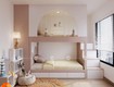 Giường tầng gỗ mdf màu hồng xinh xắn 
