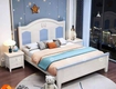 Giường ngủ trẻ em gỗ tự nhiên màu trắng phối xanh dương tinh tế 