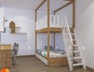 Giường tầng gỗ mdf màu nâu nhạt vân gỗ tối giản 