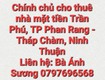 Chính chủ cho thuê nhà mặt tiền đường trần phú, tp phan rang  ...