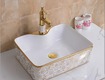 Lavabo Đặt Bàn Vuông Hoa Văn Vàng MTLA 10 