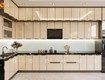 Tủ bếp phủ acrylic bóng gương chữ l kịch trần