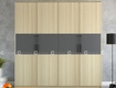 Tủ quần áo gỗ công nghiệp mdf kịch trần vàng phối xám