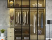 Tủ quần áo gỗ công nghiệp mdf kịch trần vàng phối xám