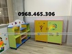 Tủ gỗ mầm non, kệ gỗ cao su mầm non nhiều mẫu 