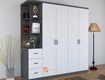 Tủ quần áo gỗ công nghiệp mdf 4 cánh tích hợp kệ trang trí 