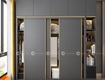 Tủ áo gỗ công nghiệp mdf cửa lùa màu xám sang trọng