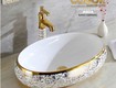 Lavabo đặt bàn oval hoa văn codor la05