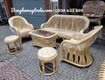 Bàn ghế sofa mây cây đóng phòng khách