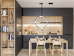Tủ bếp nhựa picomat phủ acrylic vàng phối xám