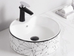Lavabo đặt bàn đá tròn trắng viền đen mtla 75