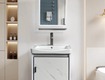 Tủ Lavabo Nhôm Màu Trắng Cánh Viền Đen 50cm MT T7502 
