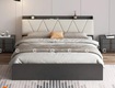 Giường Ngủ MDF Melamine Màu Xám Chì Kết Hợp Đầu Nệm Và Vai Học Kéo Cao Cấp 