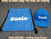 Xưởng in balo dây rút logo Suzie màu xanh dương 