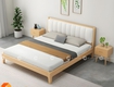 Giường ngủ gỗ tự nhiên chân thấp bọc nệm hiện đại