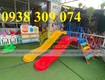 Cầu trượt cho bé ngoài trời, cầu trượt máng đôi công viên 