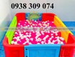 Nhà banh nhựa hình vuông mầm non, nhà banh cầu trượt trẻ em 