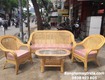 Bộ bàn ghế sofa mây tự nhiên kết hợp lưới mắt cáo 