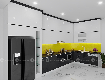 Tủ Bếp Acrylic Màu Trắng Xám Bóng Gương Chữ L 
