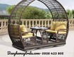 Bàn ghế mây nhựa ngồi ngoài trời