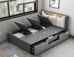 Giường Ngủ Gỗ MDF Melamine Màu Xám Chì Có Kệ Đầu Giường 