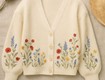 áo cardigan len nữ đính hoa