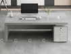 Bàn Giám Đốc Gỗ Công Nghiệp MDF Màu Xám Kết Hợp Tủ Lưu Trữ 