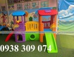 Bộ cầu trượt 2 khối nhà, nhà khối cầu trượt nhựa trẻ em 