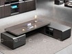 Bàn giám đốc gỗ công nghiệp mdf chữ l màu đen quyền lực 