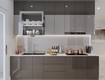 Tủ Bếp Acrylic Bóng Gương Chữ I Màu Xám Hiện Đại 