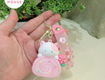 Móc khóa mèo bánh cuộn hồng phụ kiện ngọt ngào, cưng xỉu cho...