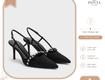 Giày sandals nữ dovia gót vuông 5cm cho nàng yêu đi dự tiệc siêu xinh...