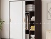 Tủ quần áo cửa lùa phối trắng vân gỗ mdf hiện đại